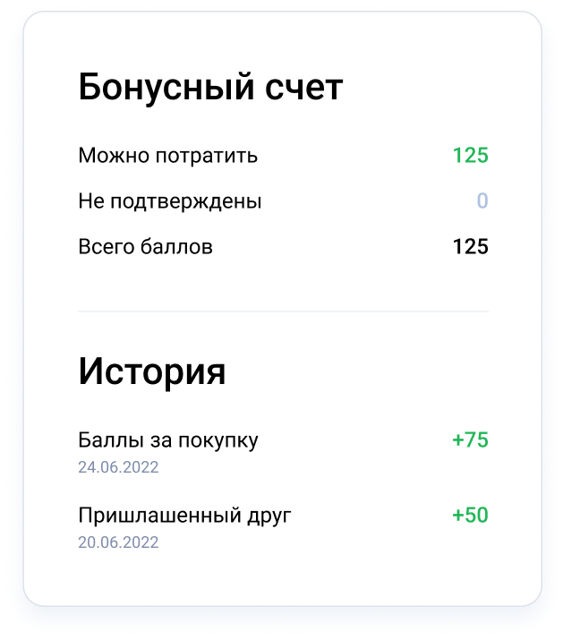 Личный кабинет — баланс и история баллов